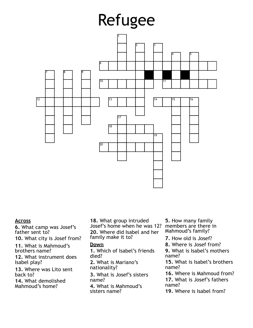 Refugee Crossword