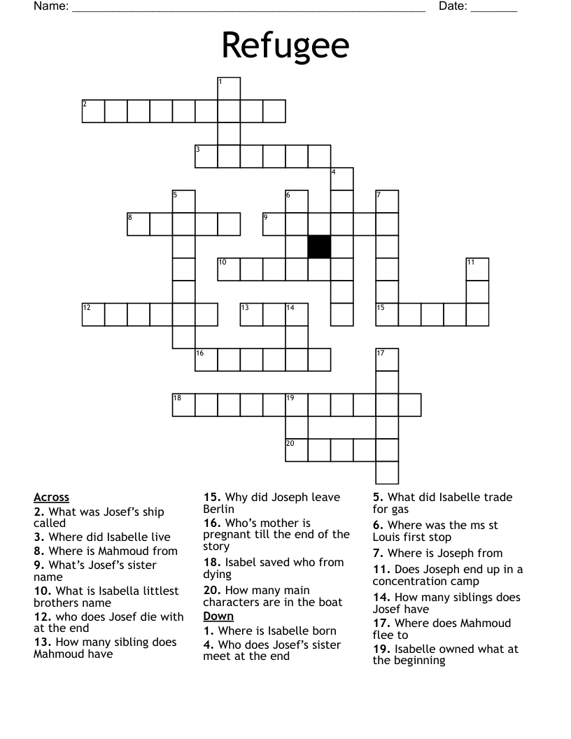 Refugee Crossword