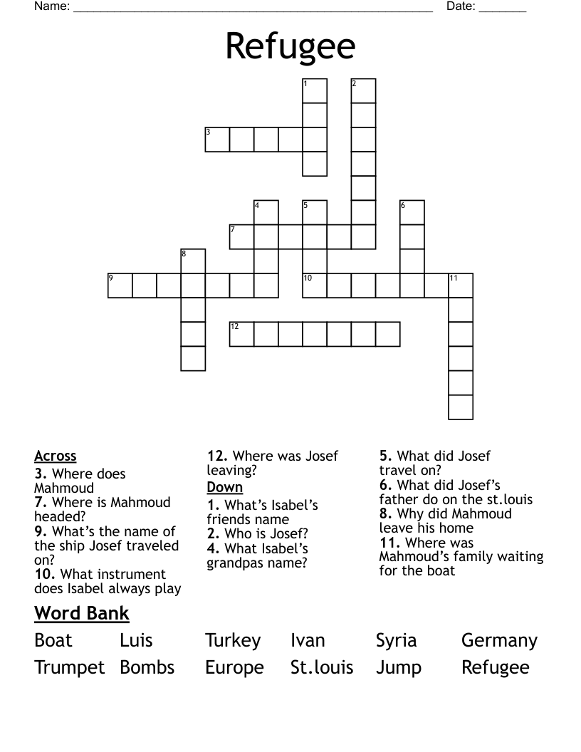 Refugee Crossword