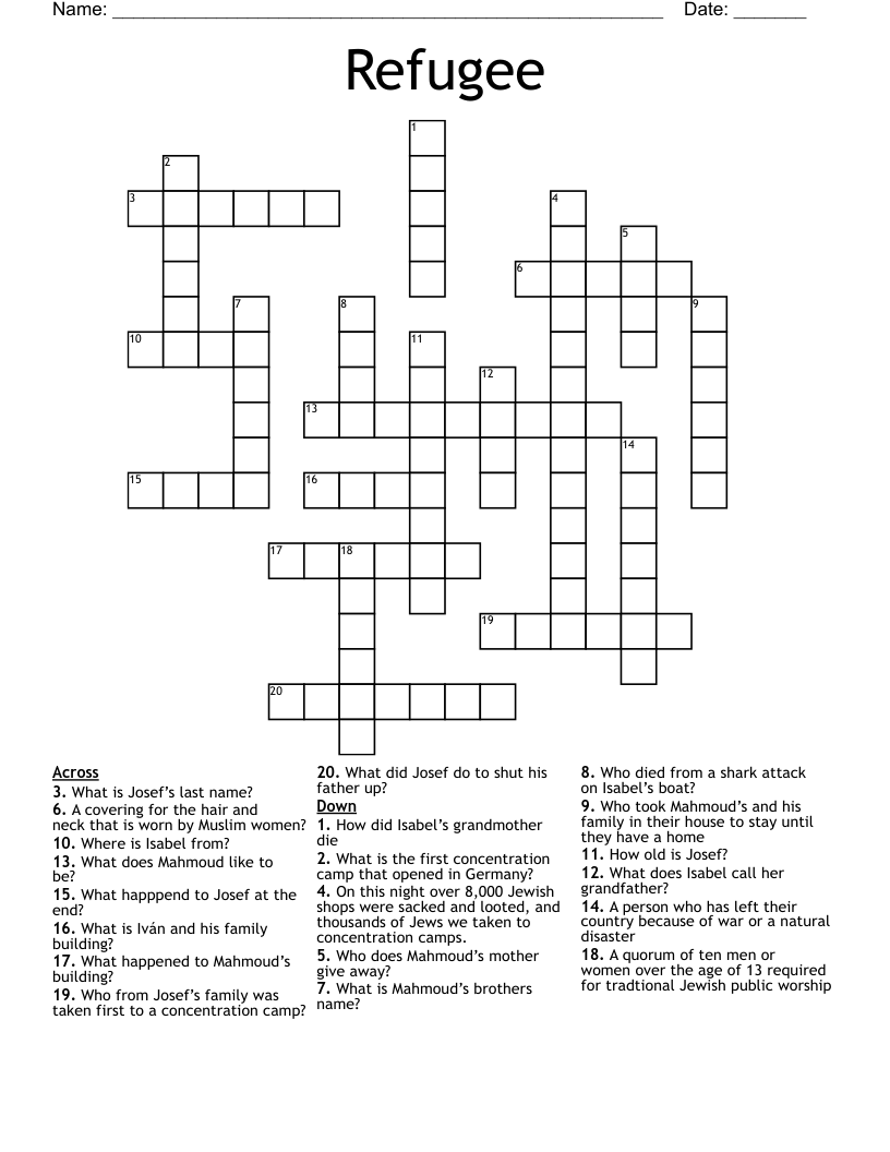 Refugee Crossword