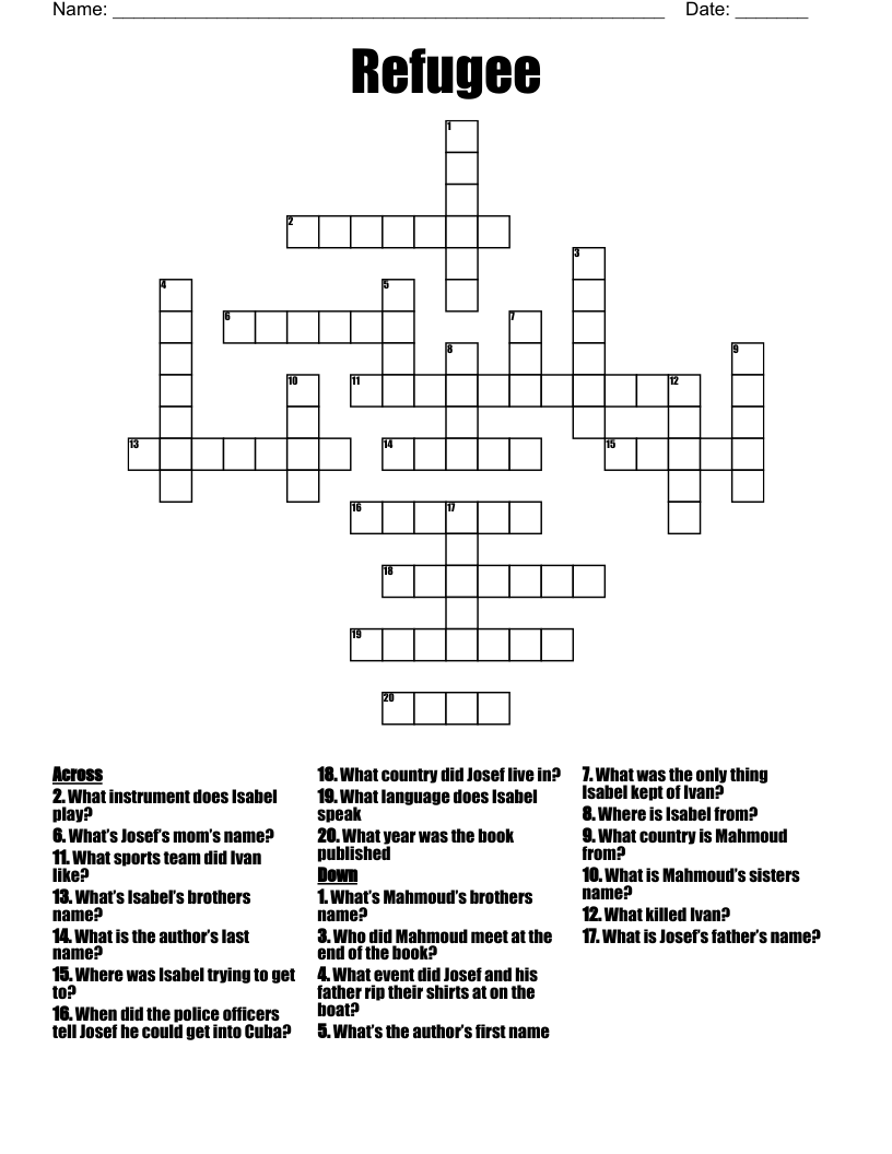 Refugee Crossword