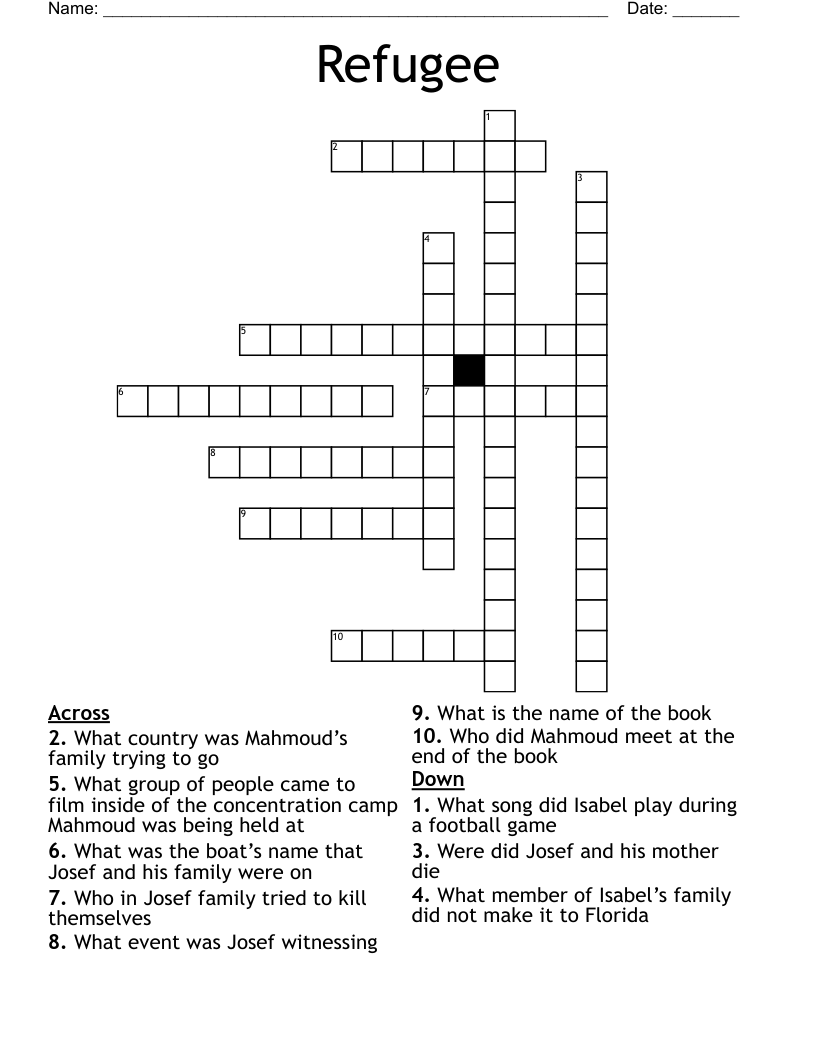 Refugee Crossword