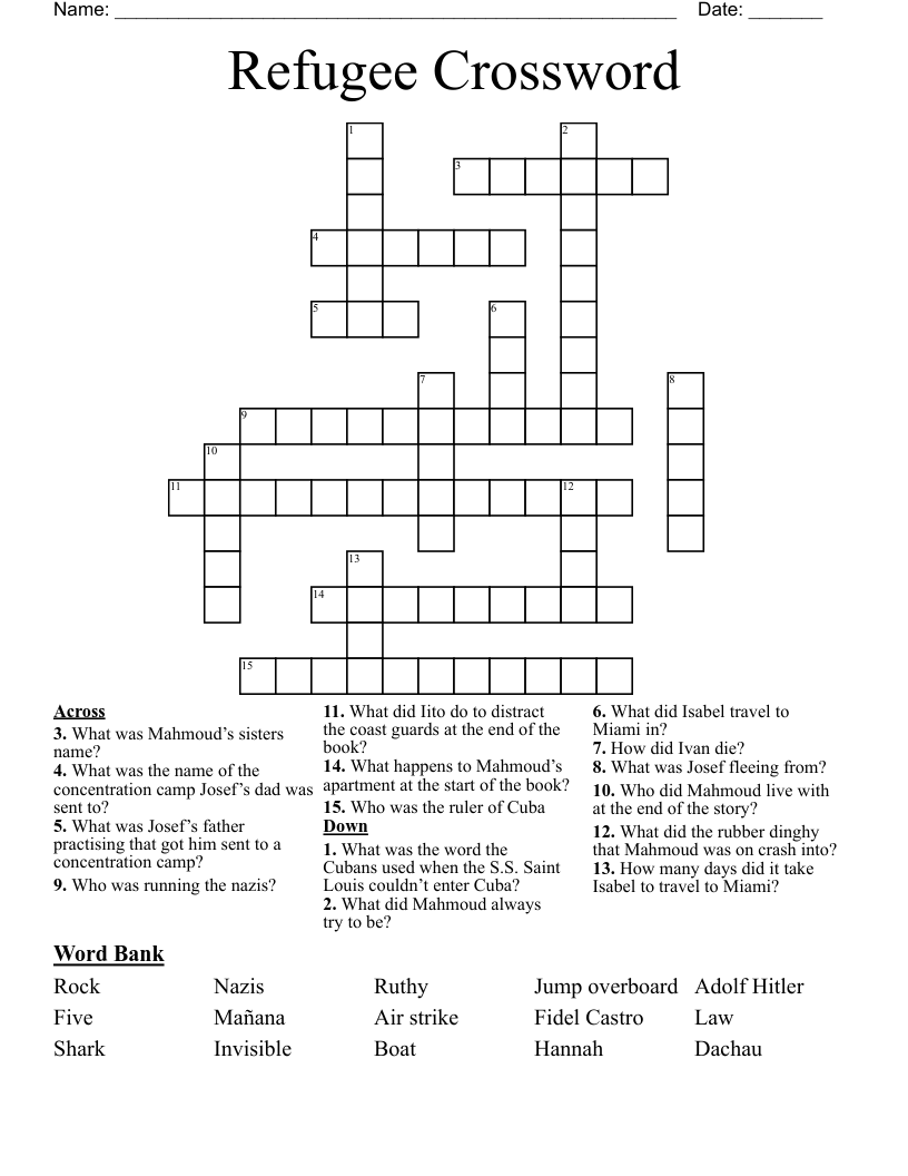 Refugee Crossword