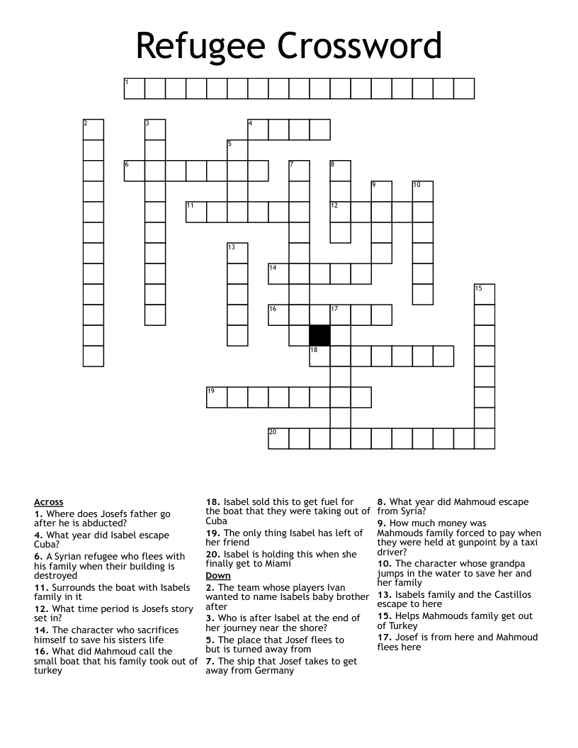 Refugee Crossword