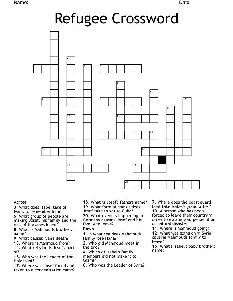 Refugee Crossword