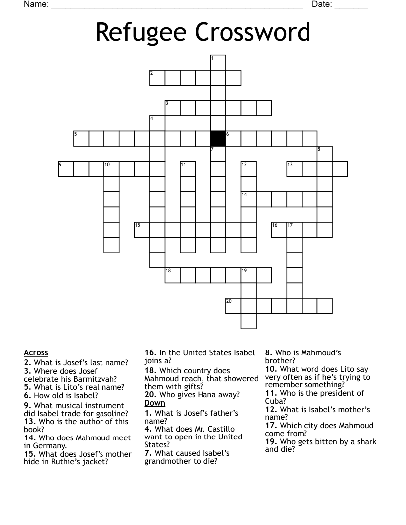 Refugee Crossword