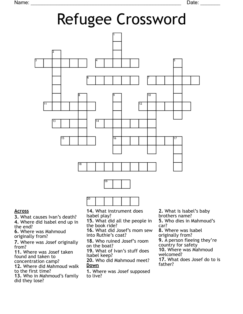 Refugee Crossword