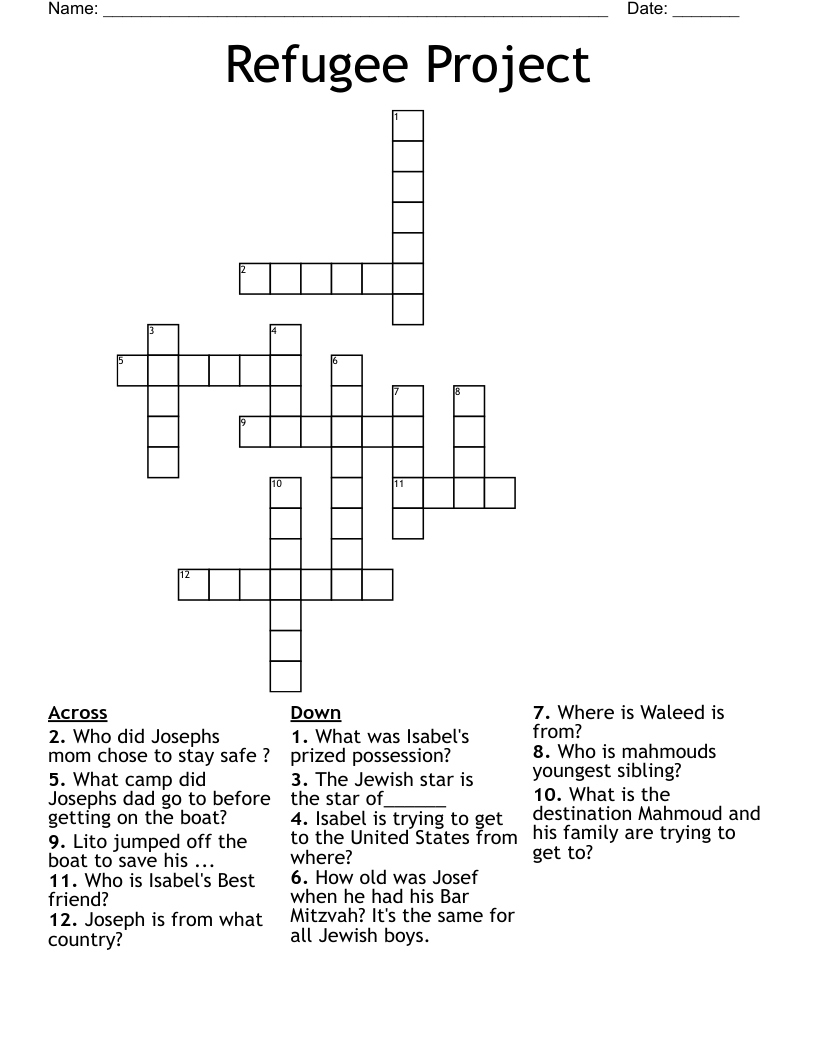 Refugee Project Crossword