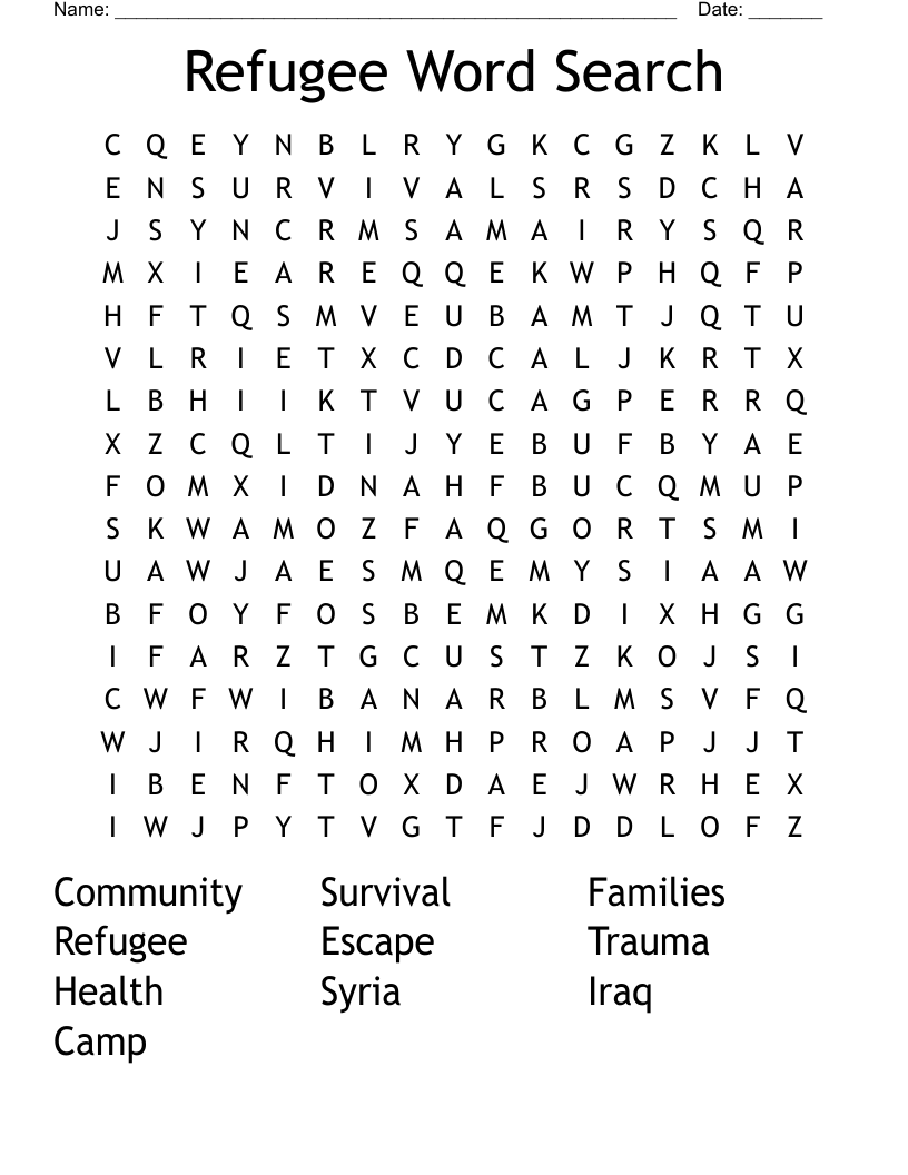 Refugee Word Search