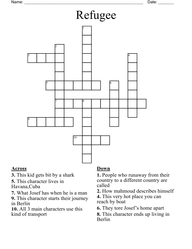 Refugee  Crossword