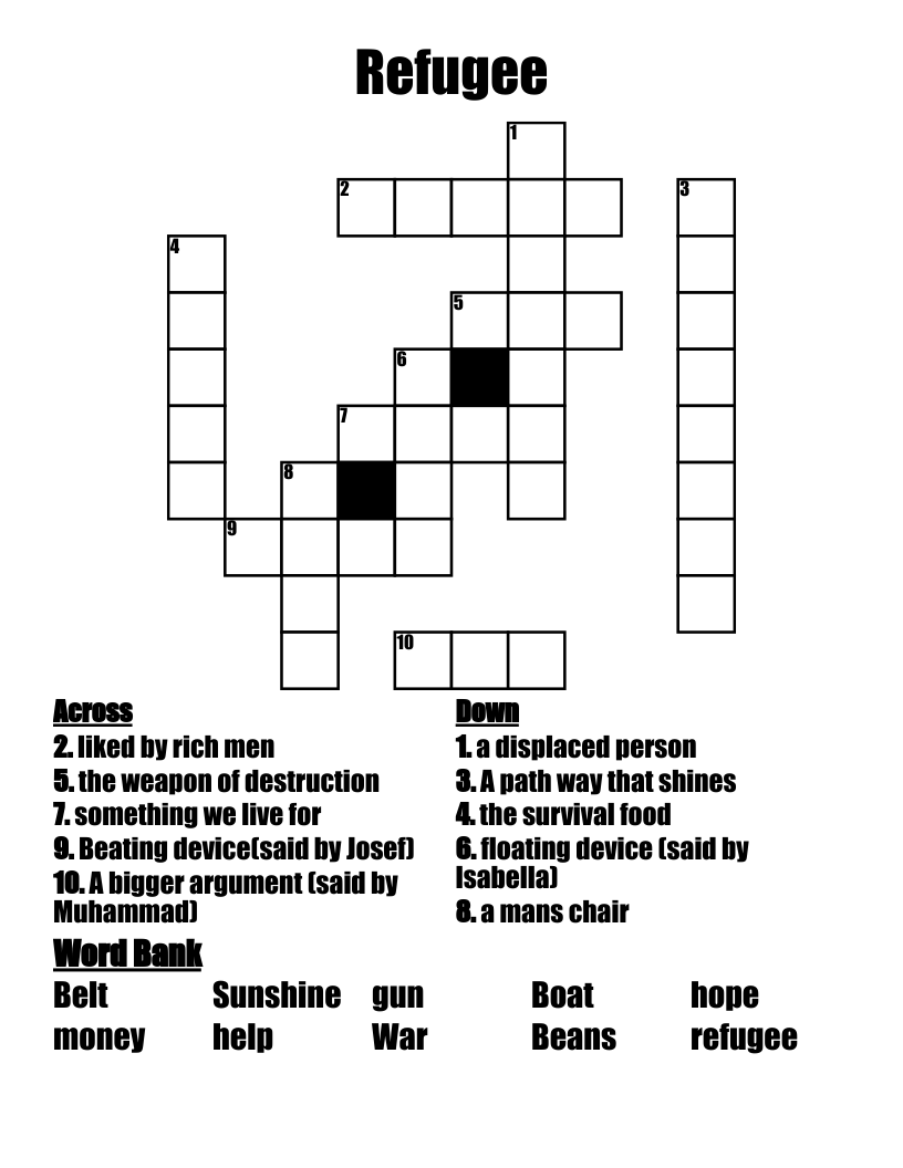 Refugee  Crossword