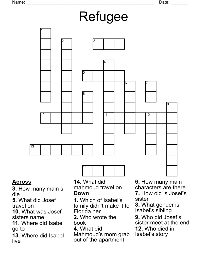 Refugee  Crossword