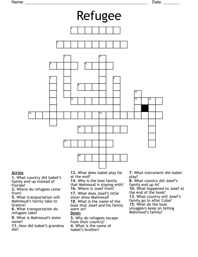 Refugee  Crossword