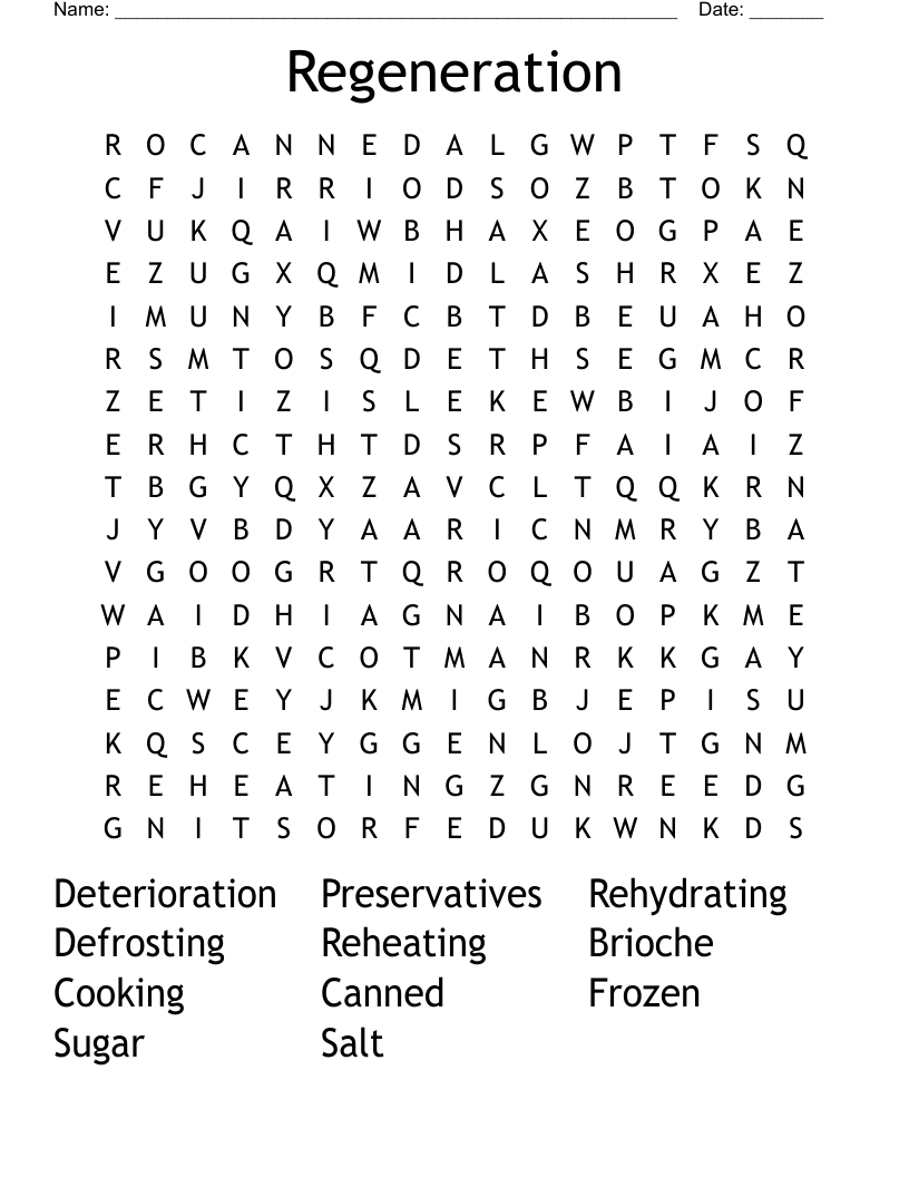 Regeneration Word Search
