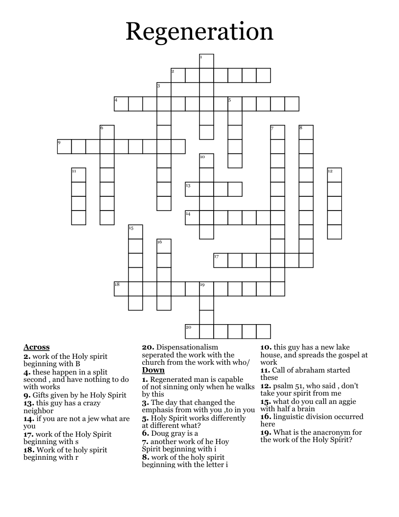Regeneration Crossword