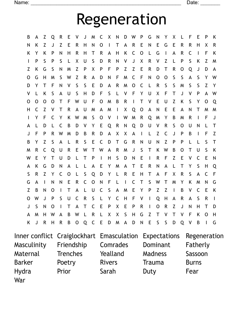 Regeneration  Word Search