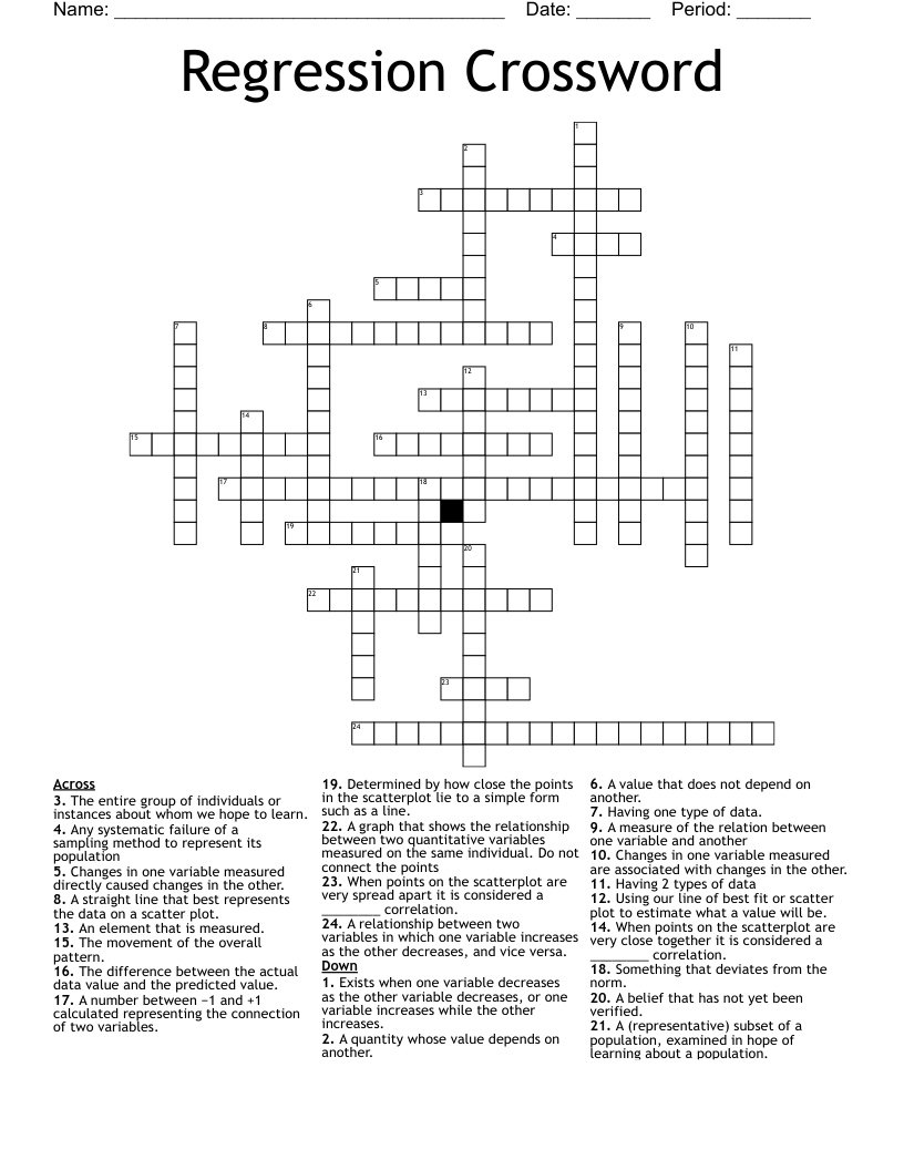 Regression Crossword
