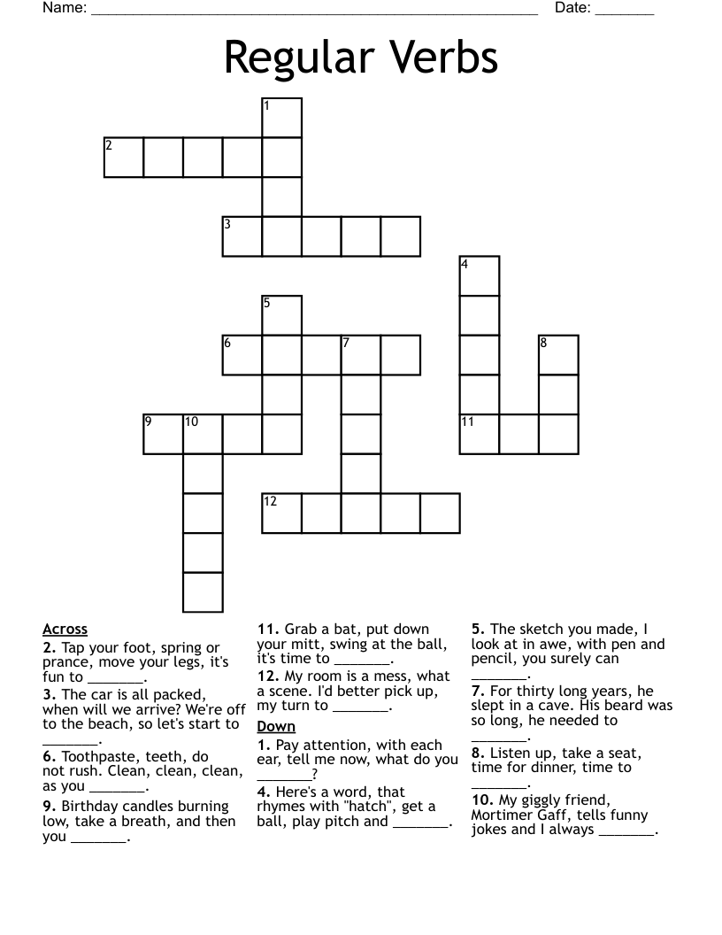 Regular Verbs Crossword