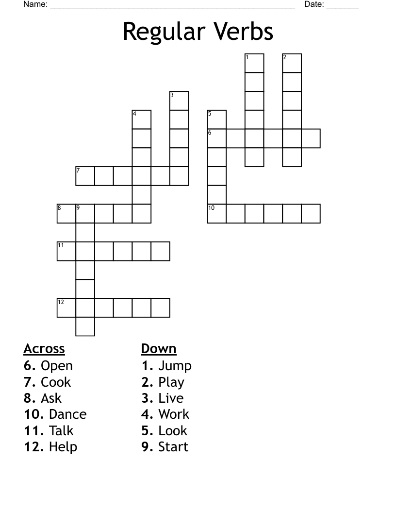 Regular Verbs Crossword