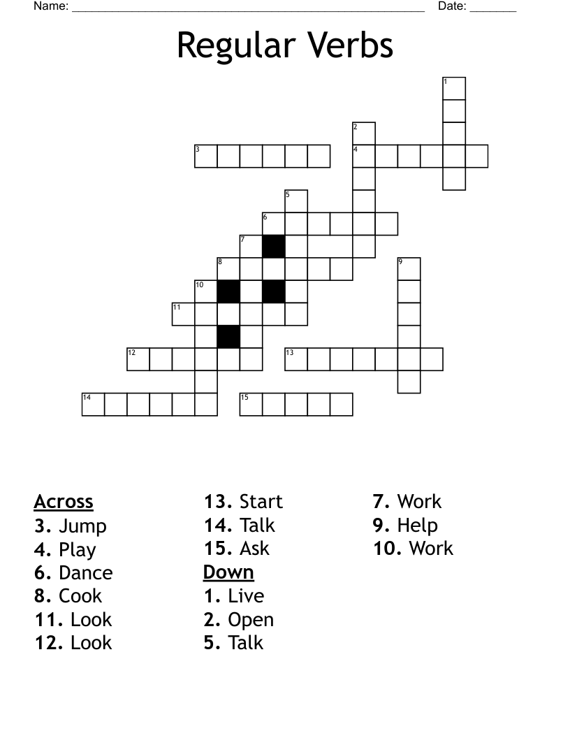 Regular Verbs Crossword