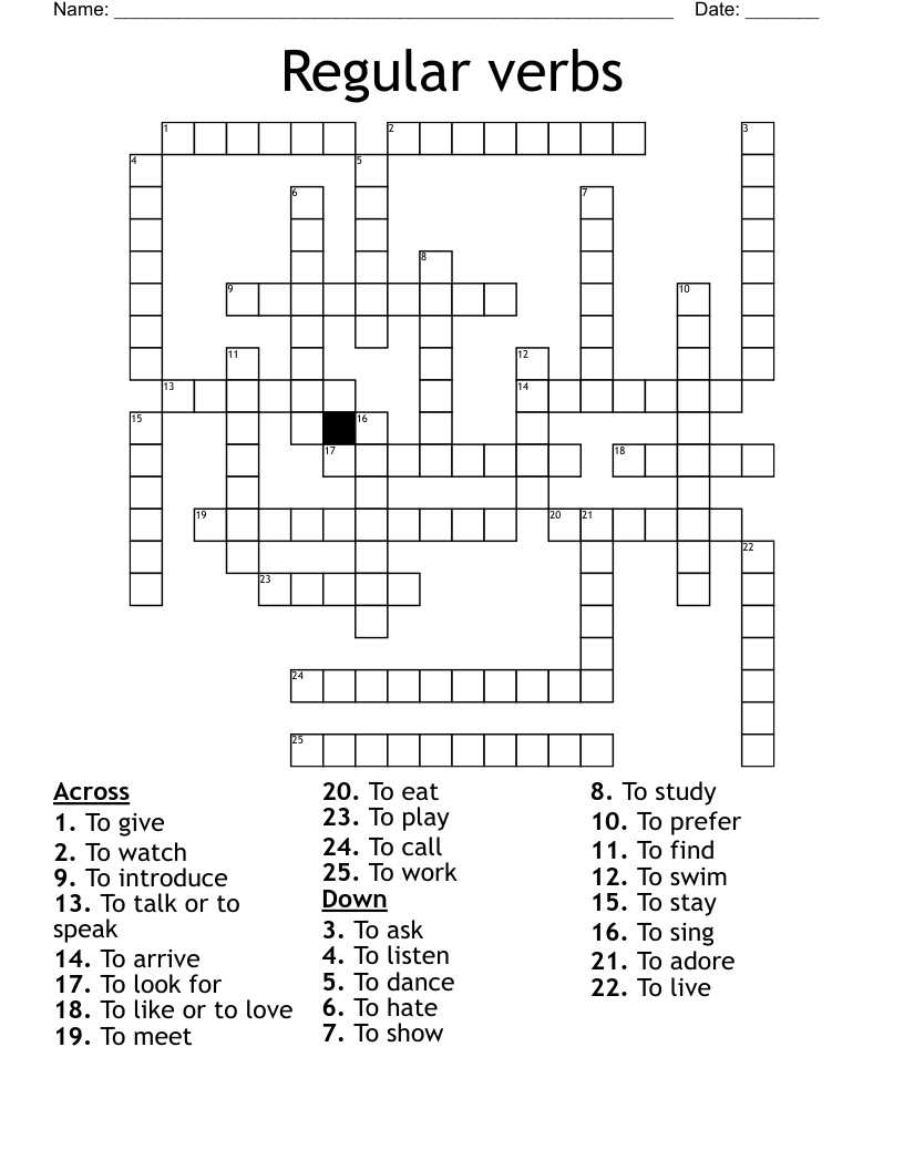 Regular verbs Crossword
