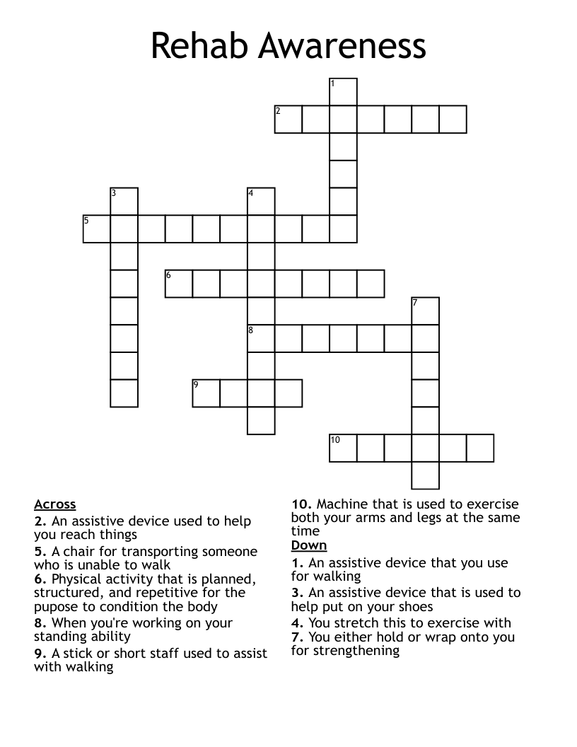 Rehab Awareness Crossword