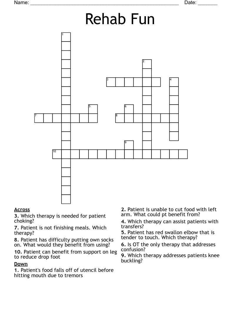 Rehab Fun Crossword
