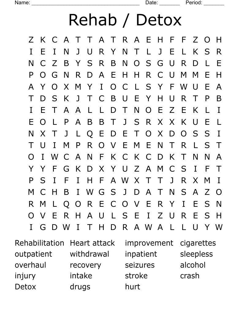 Rehab / Detox Word Search