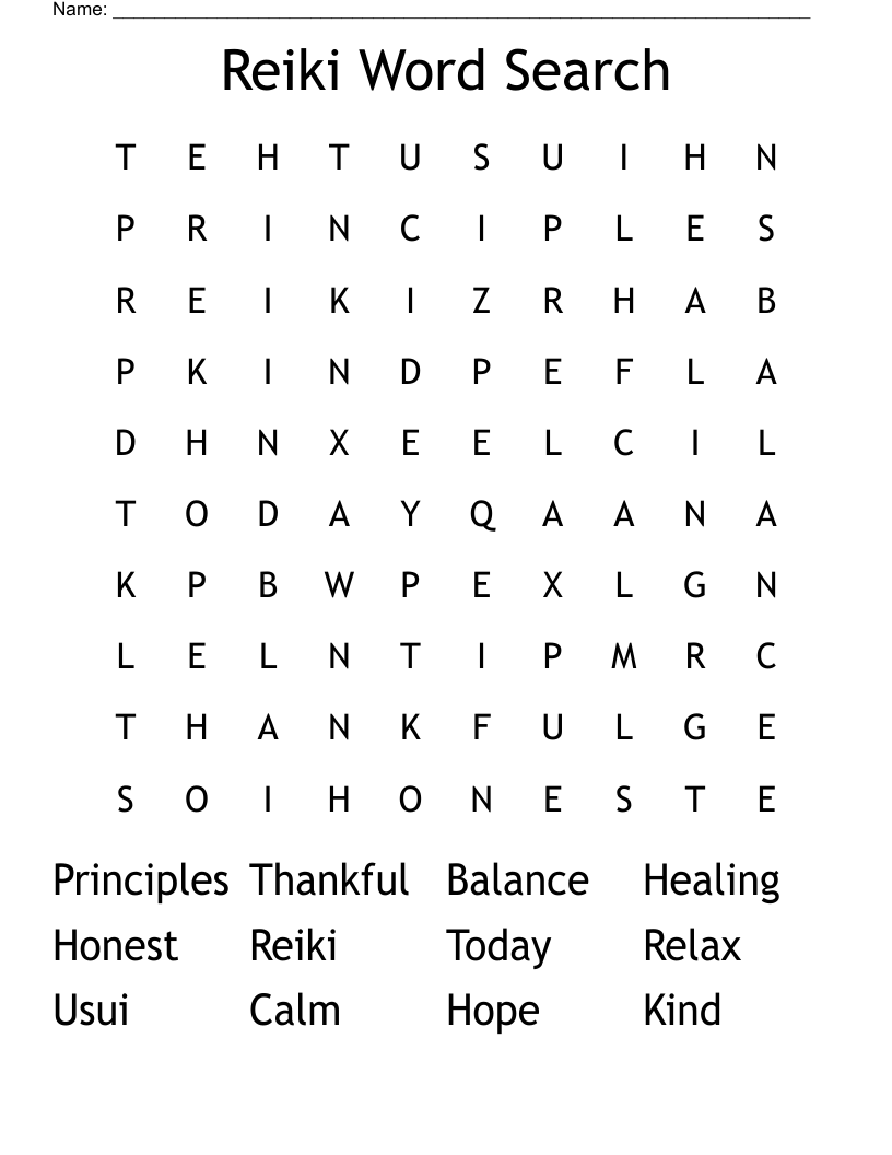 Reiki Word Search