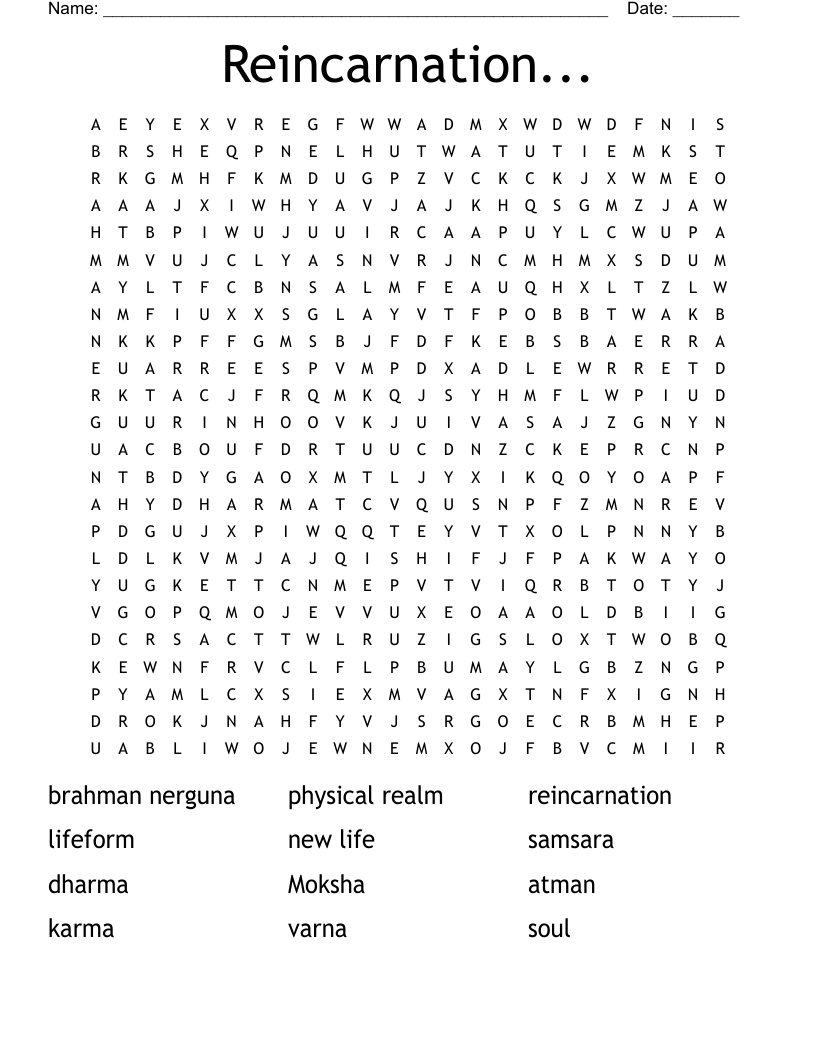 Reincarnation... Word Search