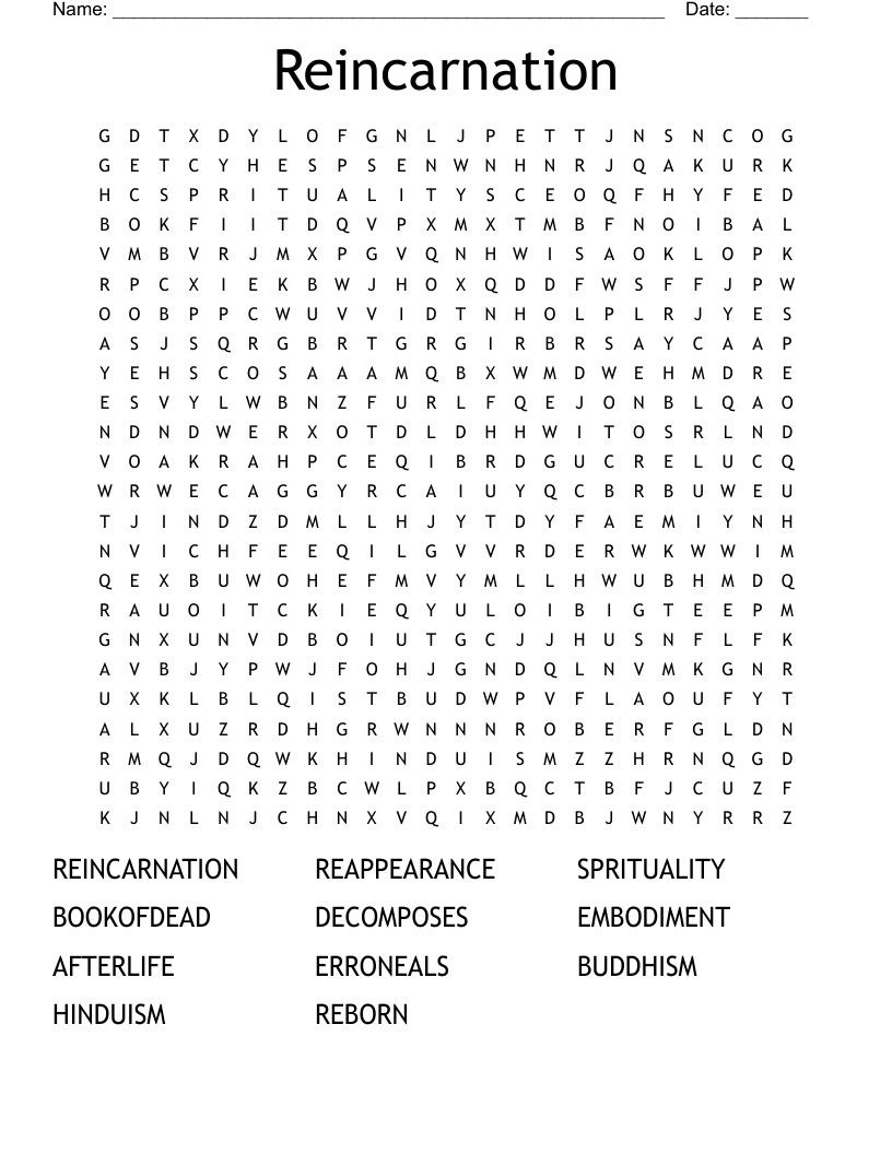 Reincarnation  Word Search