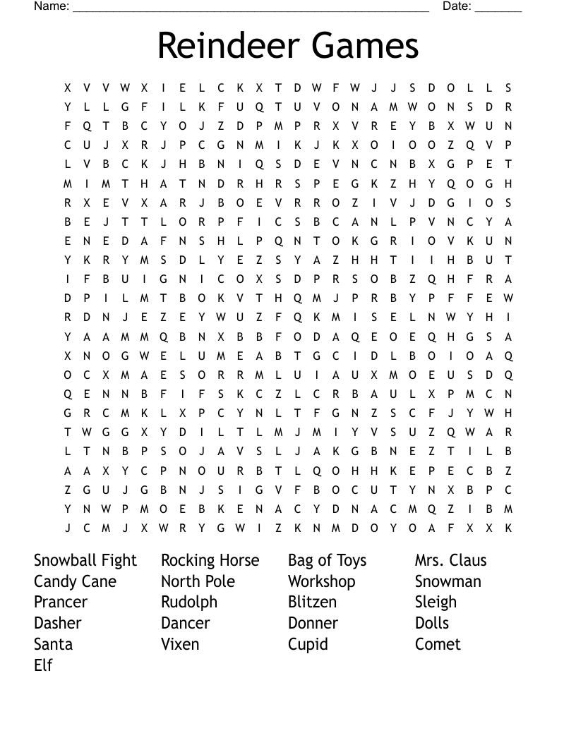 Reindeer Games Word Search