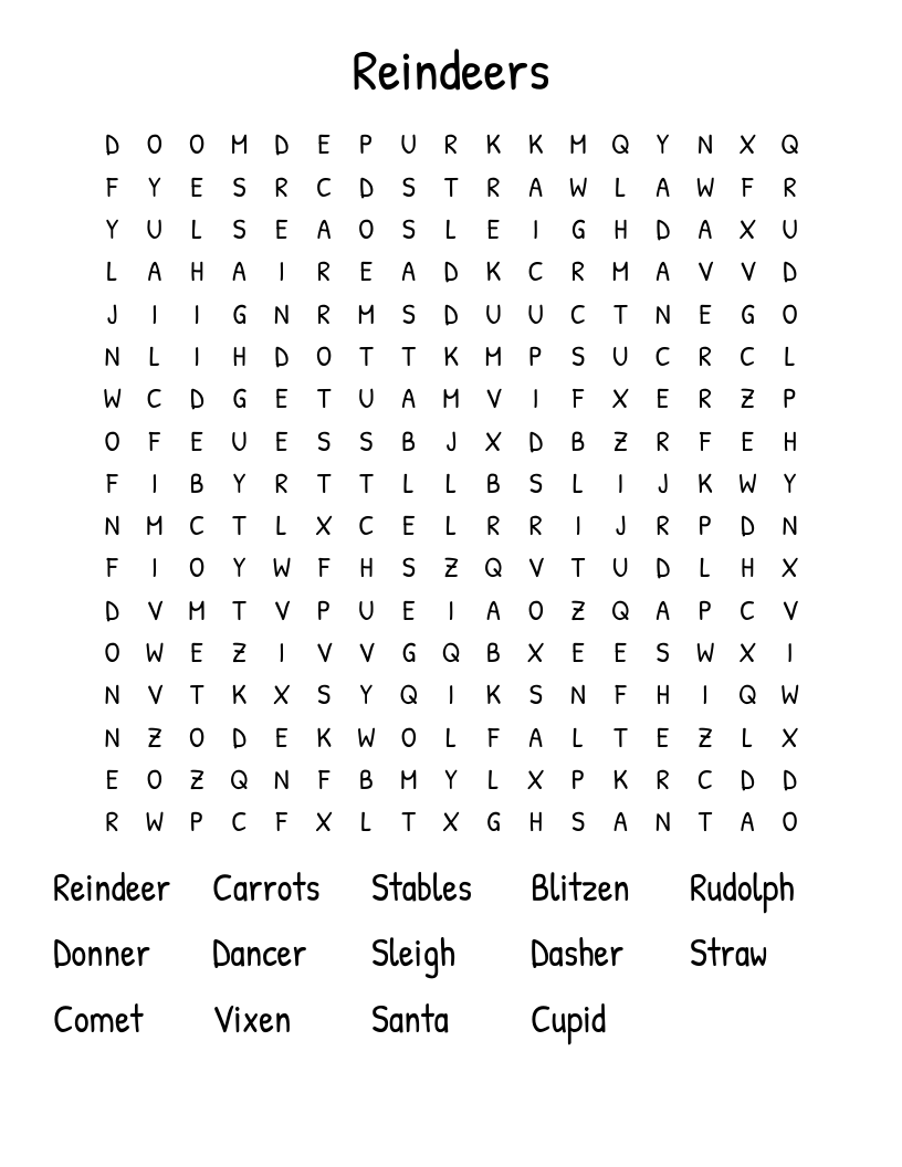 Reindeers Word Search
