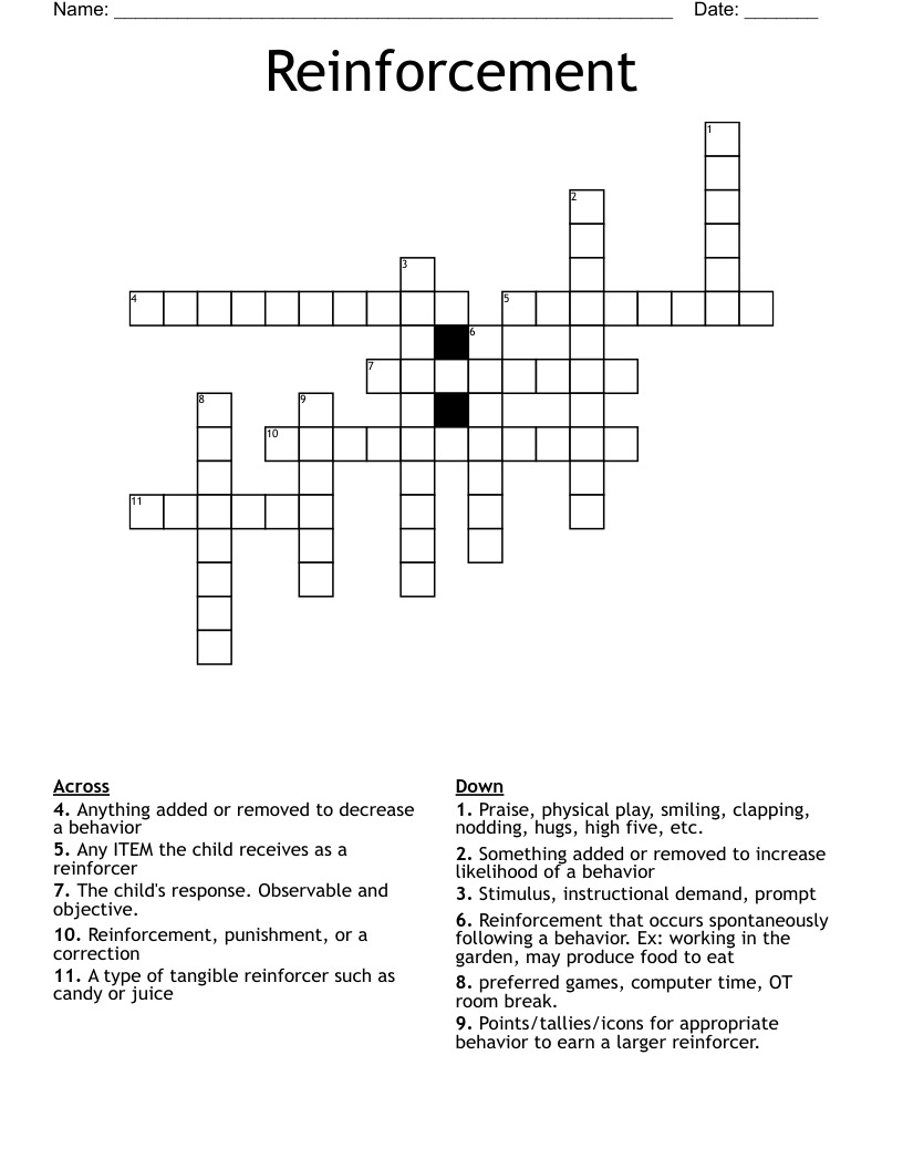 Reinforcement  Crossword
