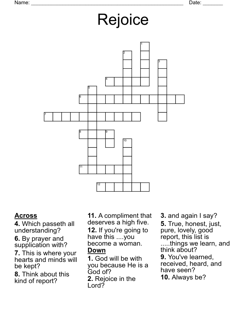 Rejoice Crossword