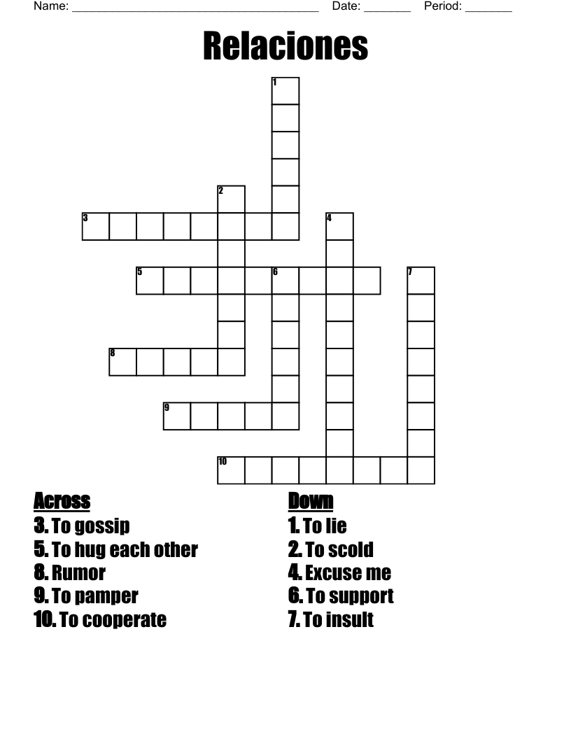 Relaciones Crossword