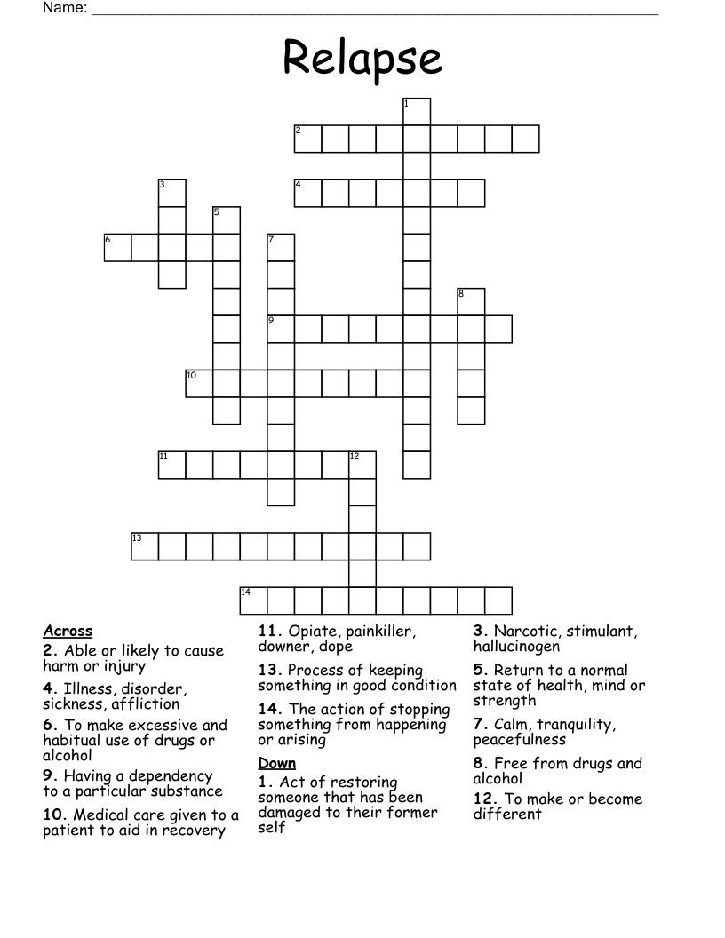 Relapse  Crossword