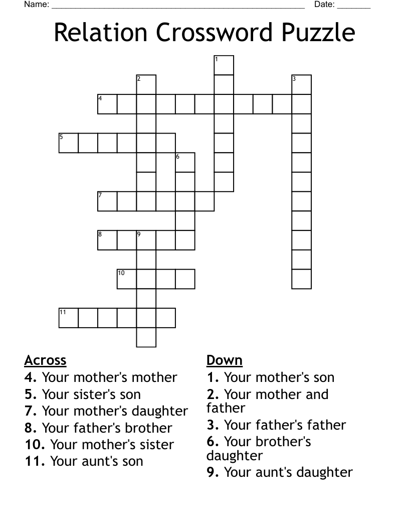 Relation Crossword Puzzle
