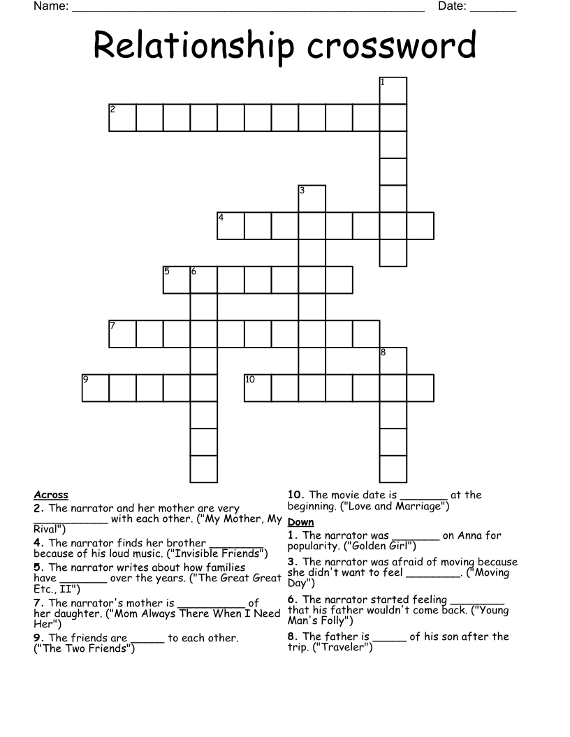 Relationship crossword