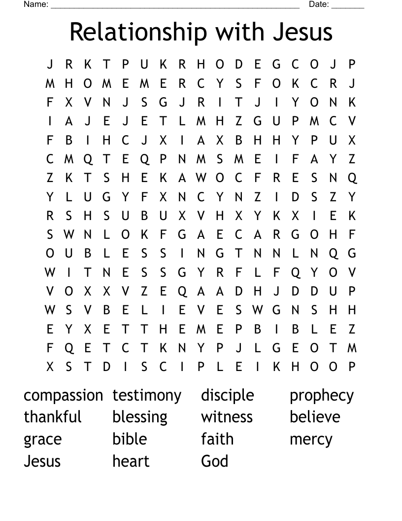 Relationship with Jesus Word Search