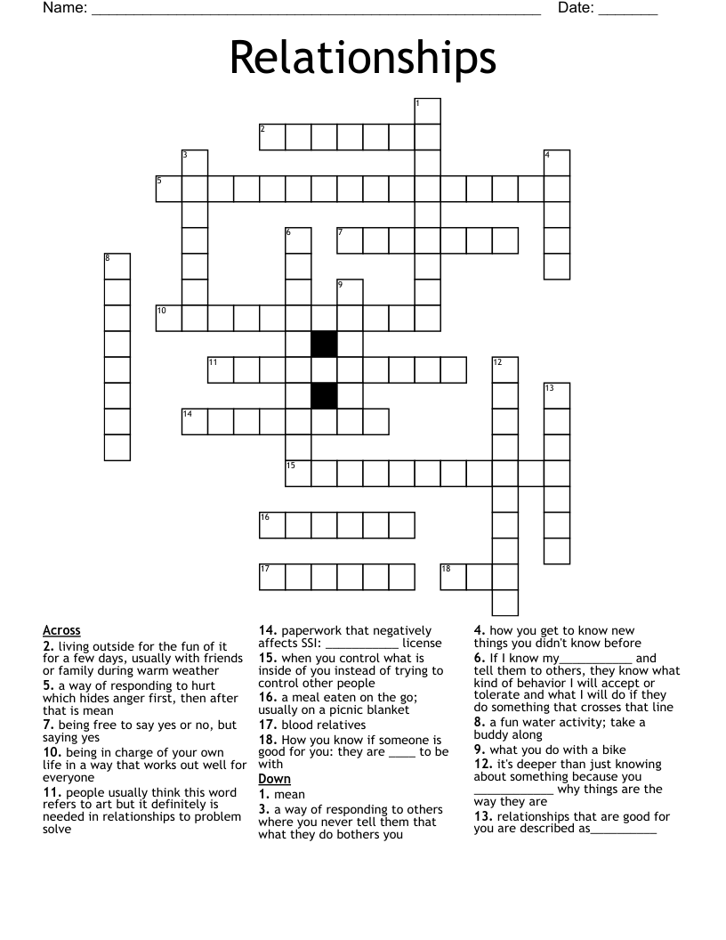 Relationships Crossword