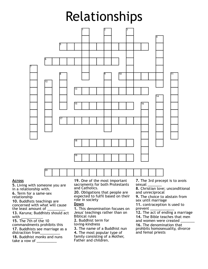Relationships Crossword
