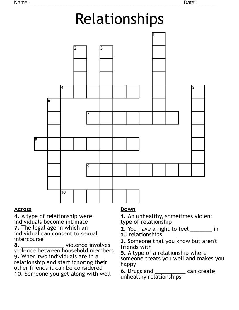 Relationships Crossword