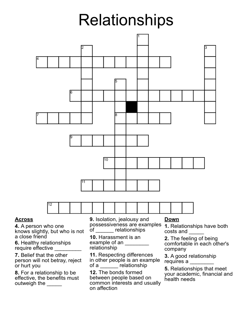 Relationships Crossword