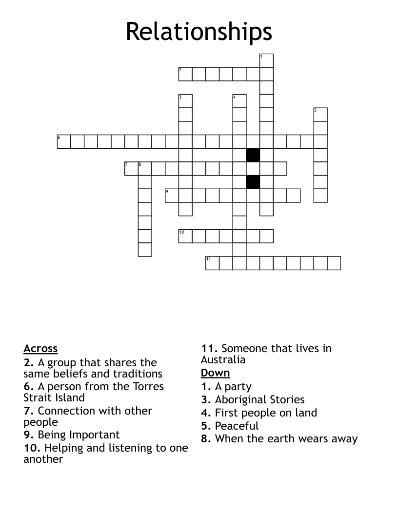 Relationships  Crossword