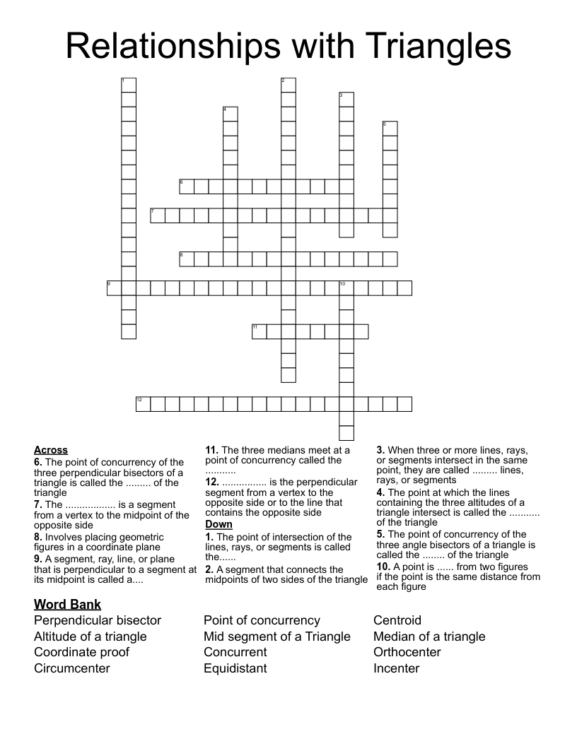 Relationships with Triangles  Crossword