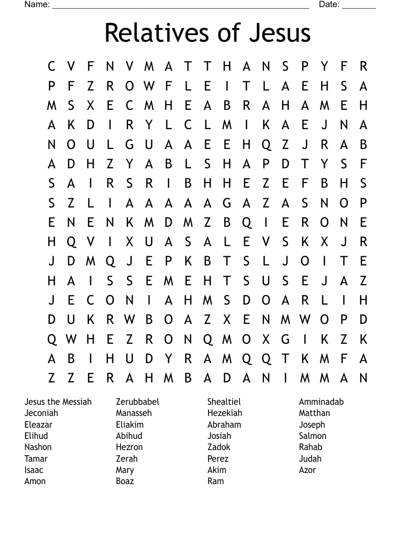 Relatives of Jesus Word Search