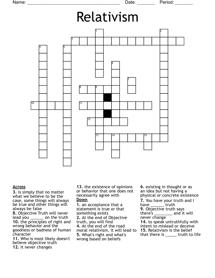 Relativism  Crossword