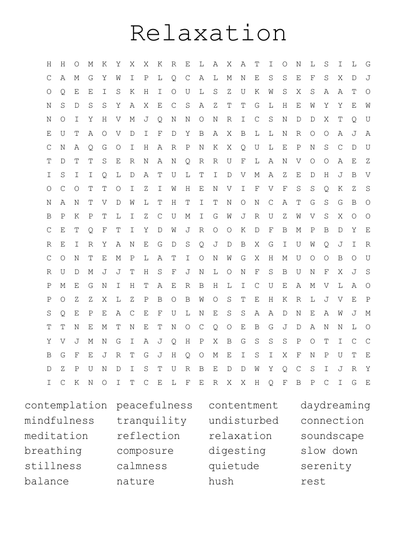 Relaxation Word Search