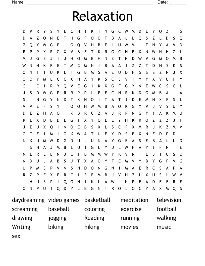 Relaxation Word Search